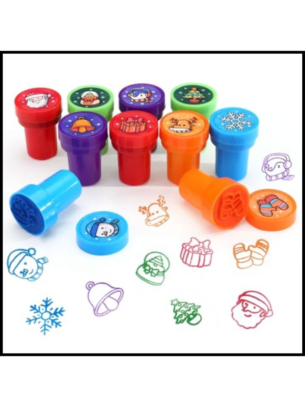 Christmas Self-Inking Stamps 10 Pc Plastic Holiday Craft Stampers